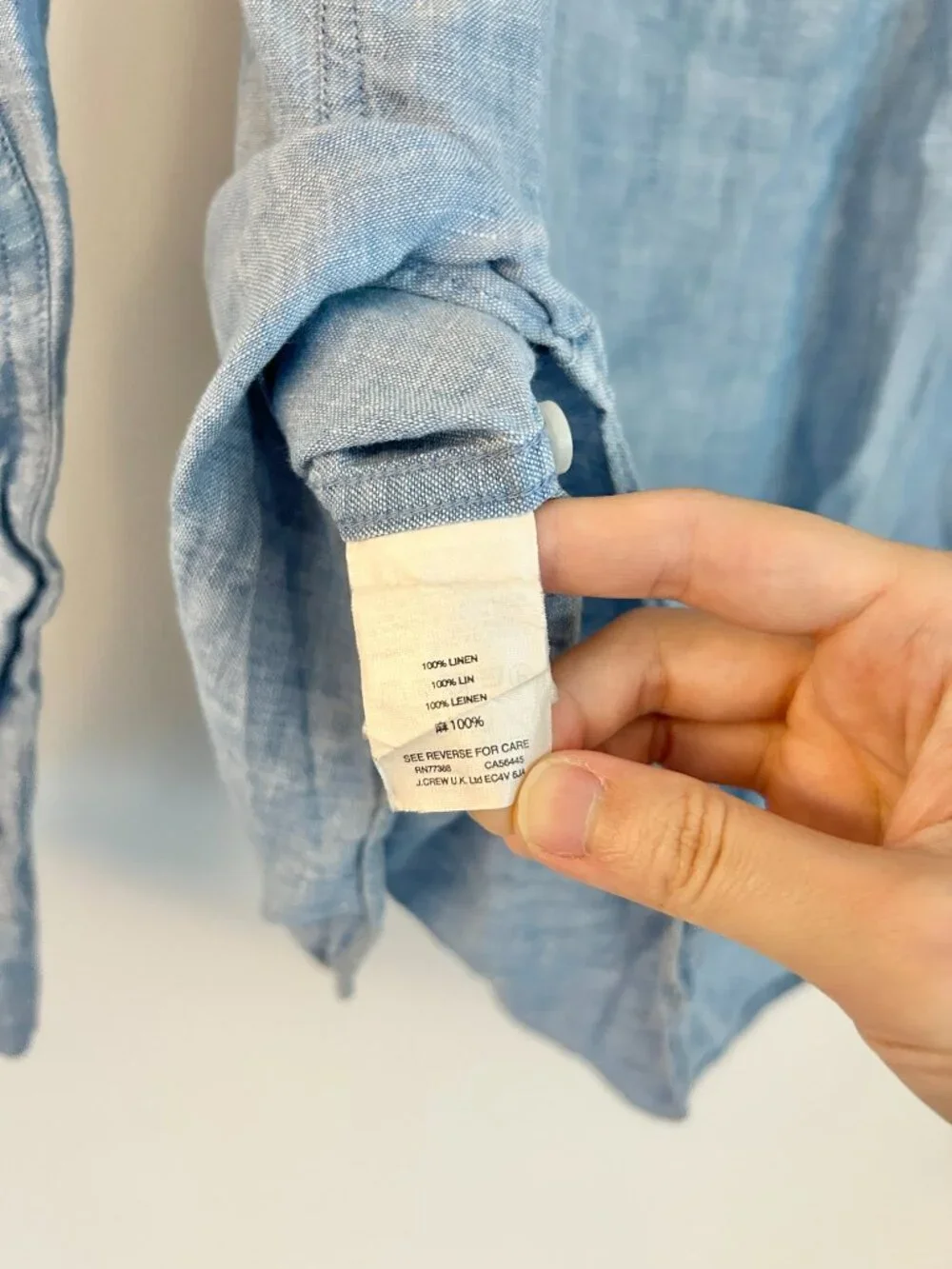 J. Crew Men's Slim Délavé Irish 100% Linen Shirt Chambray Size M